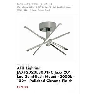 AFX Lighting Jaxx 20" LED Semi-Flush Mount Polished Chrome
